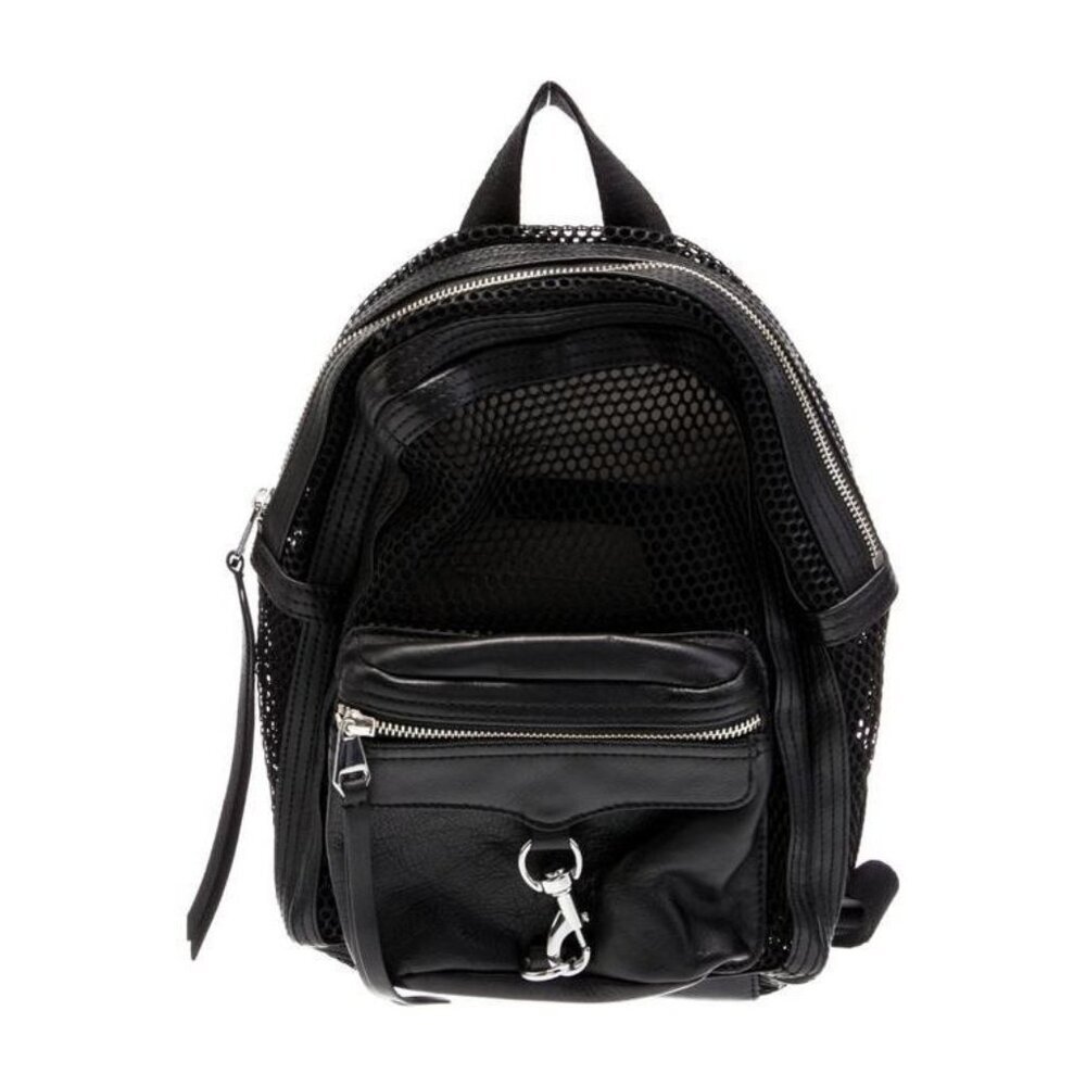 Rebecca Minkoff Mini MAB Backpack Black Mesh Leather Trim NWT - Picture 1 of 5